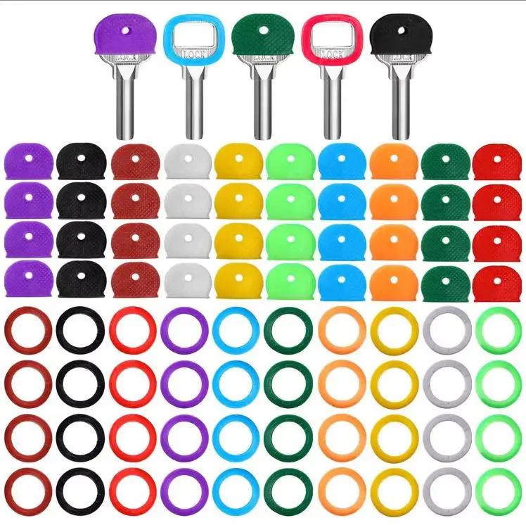 10 pcs 24 pcs 32 pcs Color Handle Key Color Mixed Soft Silicone Elastic Keyring Marking to Distinguish the Key to the Key Pendant FAI DA TE