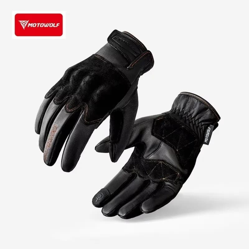 Riding Motorcycle Gloves Leather Touch Screen Durable Knuckle Guantes Enduro Gant Homme Leren Handschoenen Heren Mannen Retro