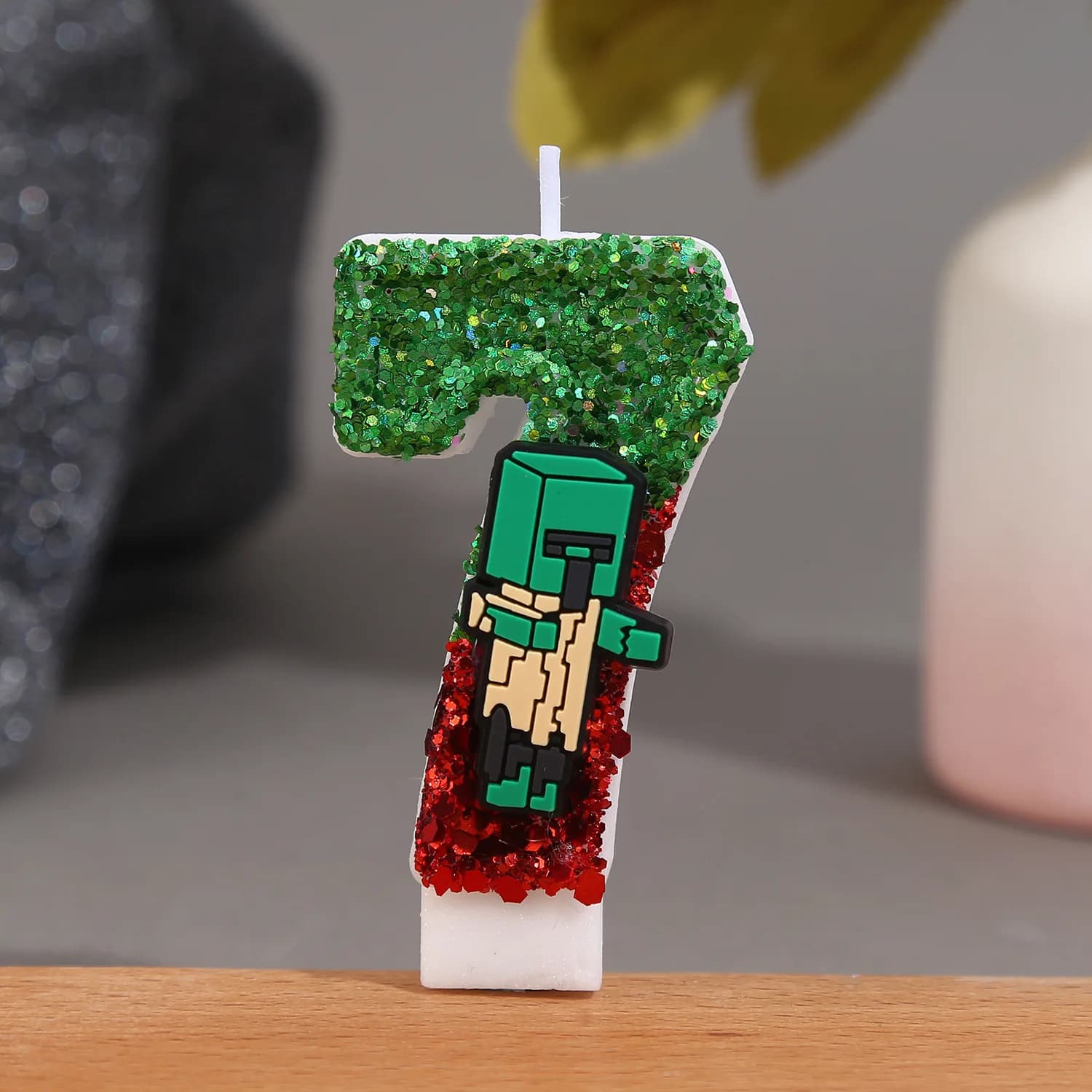 Minecraft Creative Cartoon Numbers Birthday Cake Decoration Candle Party Party Atmosphere Handmade Candles Boy Holiday Theme Sup