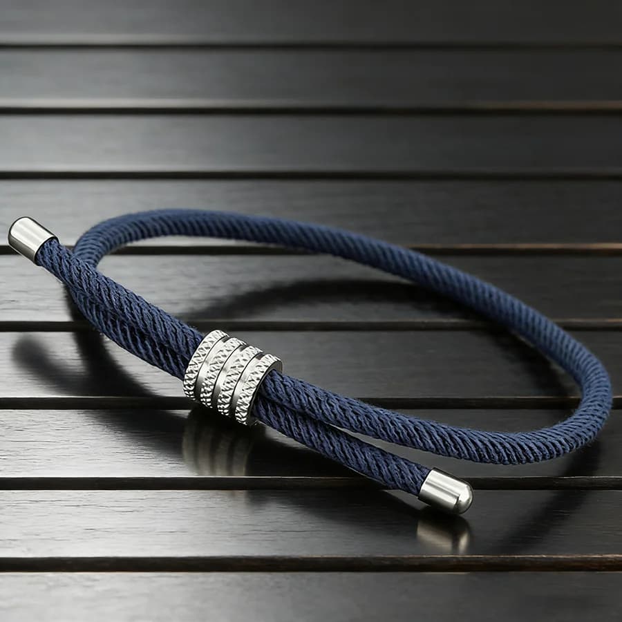 Bracciale a Catena Scorrevole Regolabile Classico Unisex, Intrecciato a Mano in Acciaio Inossidabile, Braccialetto Portafortuna per Coppie, Gioielli Sportivi Casual