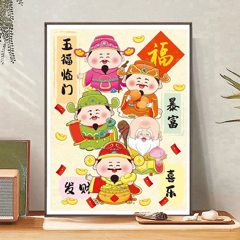 Cross Stitch Kit Wealth Brings Happin Vertical Small Piece Entrance Buddha Own Stitch Cotton Fabric Chinese New Sle