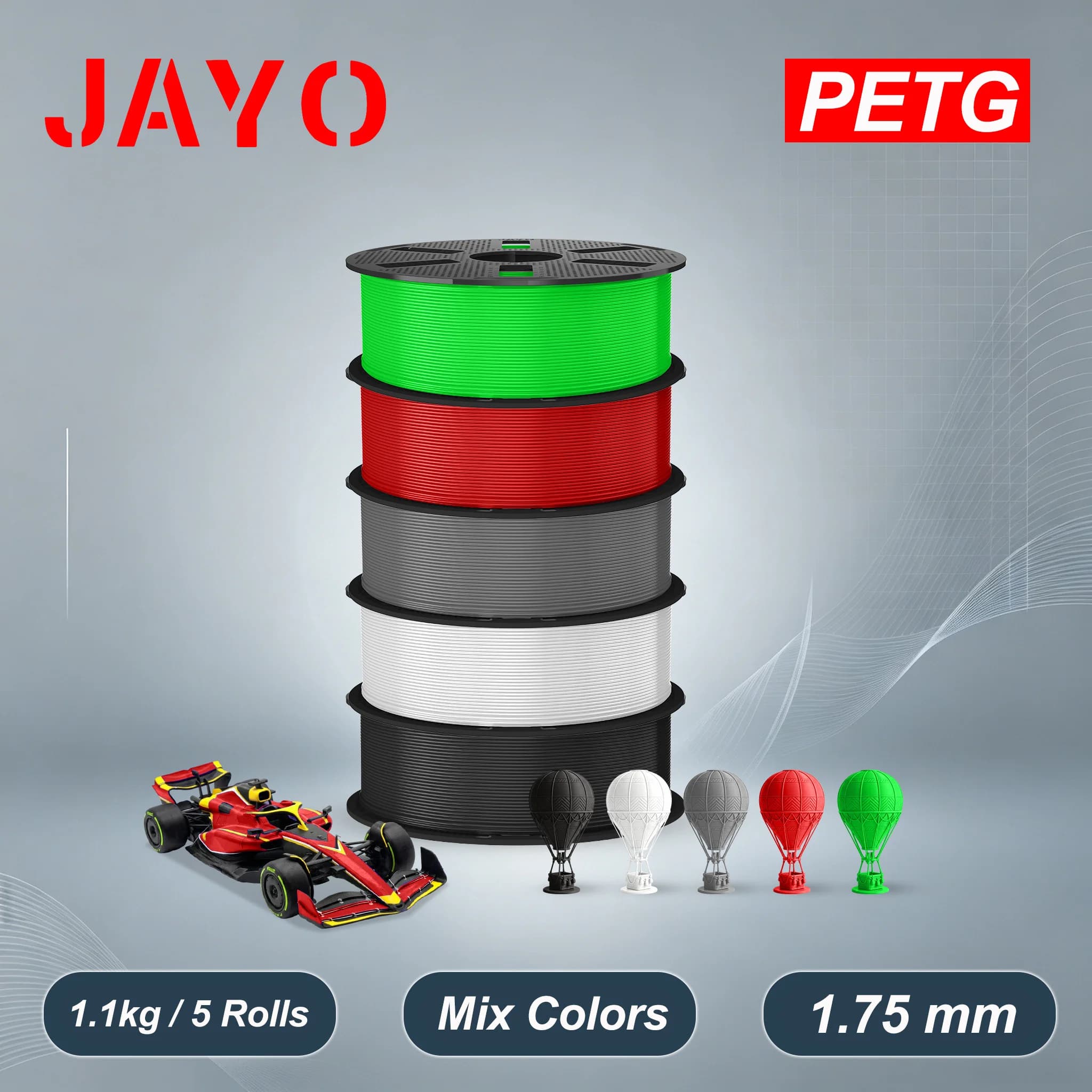 JAYO 3D Printer PETG Filament 1.75mm 5.5KG 3D Printer Filament Neatly Wound 3D Printing Material For Bambu FDM
