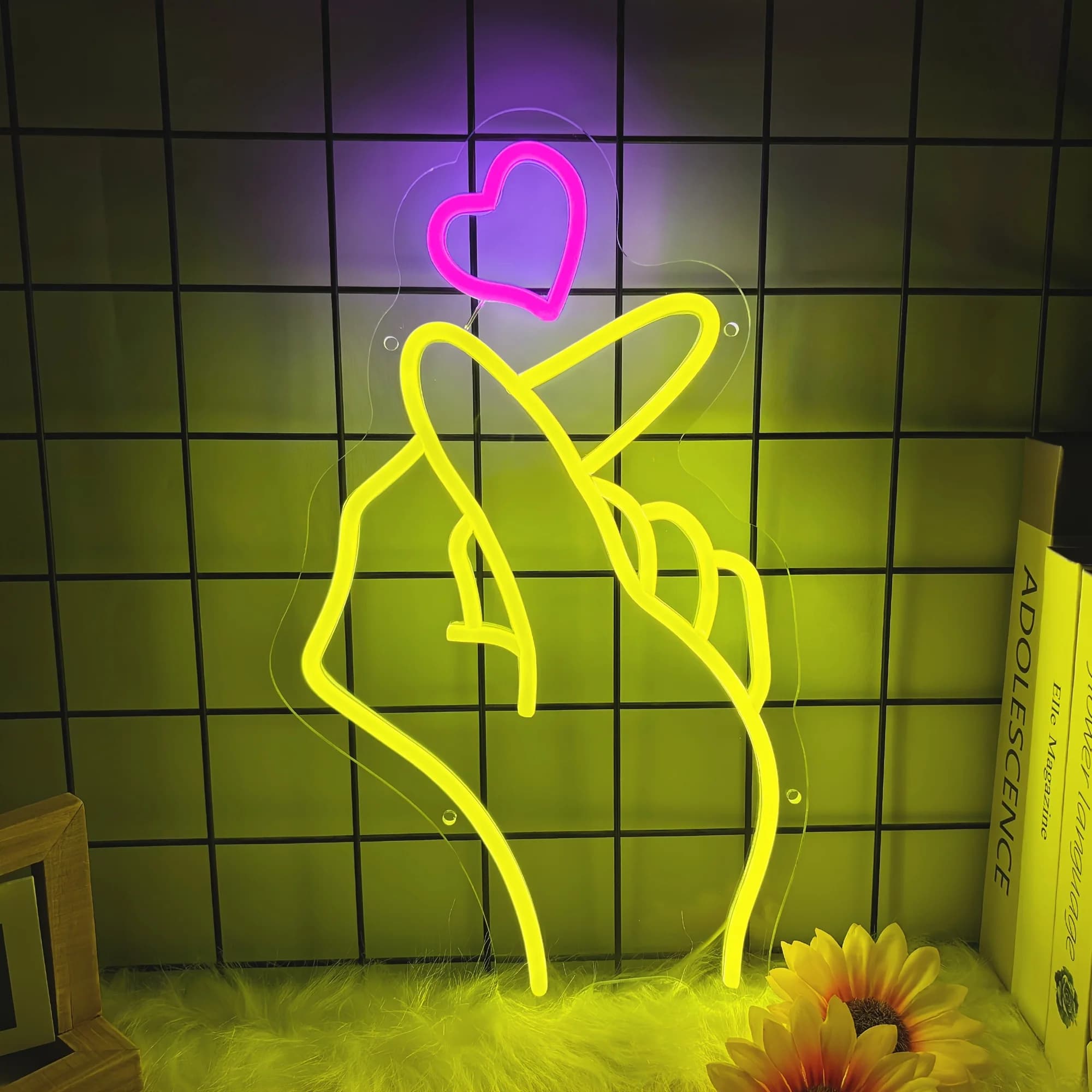 Insegna al neon a LED dimmerabile a 10 livelli LOVE Heart, decorazione da parete/scrivania, insegna aziendale con logo per negozio, per casa, negozio, bar