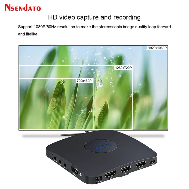 Dispositivo di acquisizione video HDMI 1080p, box registratore autonomo per telecamere HDMI, VGA, YPbPr, analogiche, VHS, RCA, compatibile con PS4 e TV