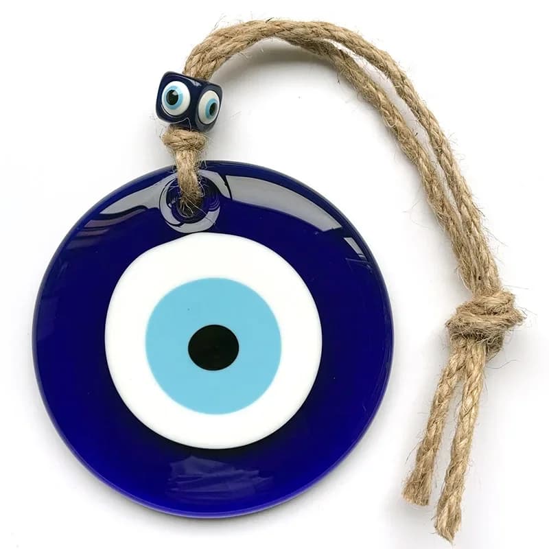 Suspended Decoration in Blue Turco Glass Accactivating, Great Ornament in the Shape of Allah Eye for Home, Car and Office, Amulet Good luck charm, Gift