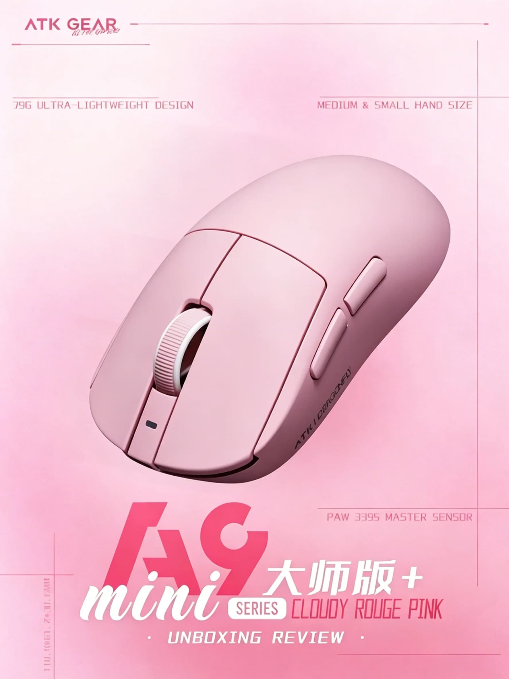 ATK A9 Mini Master Plus PAW3955 MASTER 8K Polling Tri-Mode Wireless Gaming Mouse 39g Ultra Lightweight Nordic 54L15 for E-sports