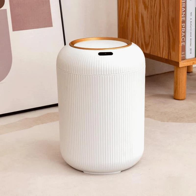 Bidoni per rifiuti intelligenti Secchio rotondo Cestino per ufficio Soggiorno Pattumiera antiodore Bidoni della spazzatura automatici con coperchio Smart Home
