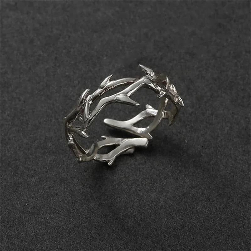 Vintage men's and women's rings Ins Style Aderence with branches, thorns, rings gifts for couples, fashion and personality