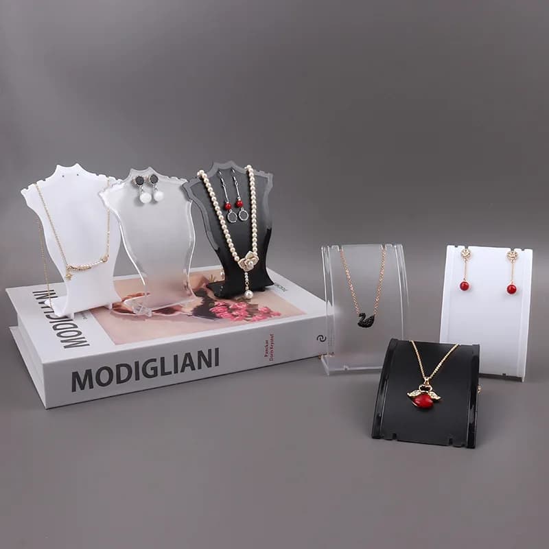 Mini Acrylic Necklace Exhibitor Handpiece Pendant Pattern Jewelry Necklace Showcase Support for Earrings