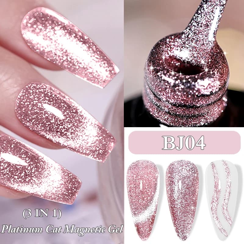LILYCUTE 7ML Platinum Cat Gel magnetico Smalto per unghie Brillante Rose Foils Glitter 3 IN 1 Gel UV semipermanente Nail Art Manicure