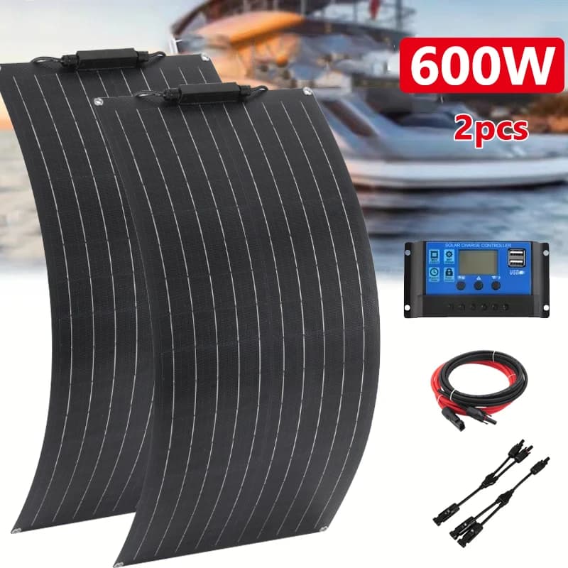 600W 300W Pannello solare 18V Silicio monocristallino Cella solare Power Bank Ricarica esterna per campeggio Tetto Camper RV Auto Barca