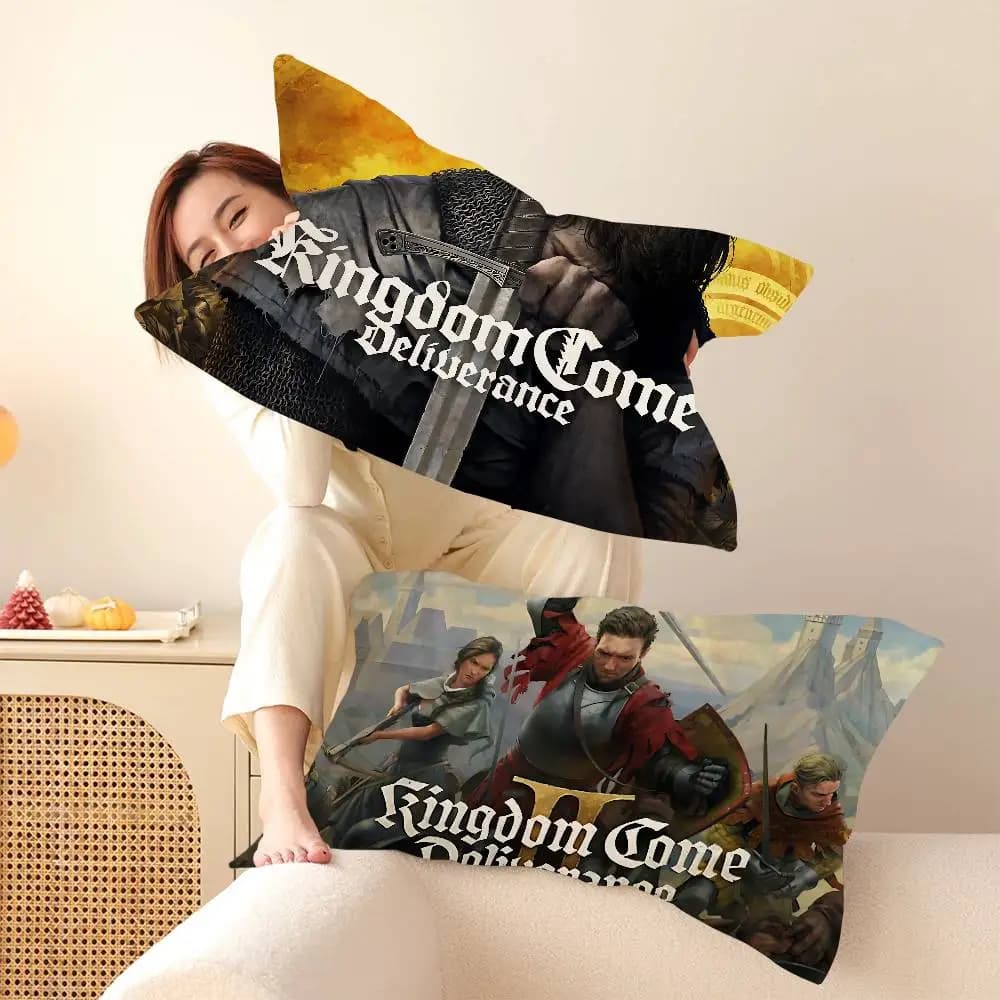 Cuscino in poliestere ad asciugatura rapida RPG Game K-Kingdom C-Come D-Deliverance - Doppio uso per viaggi e casa, leggero e compatto