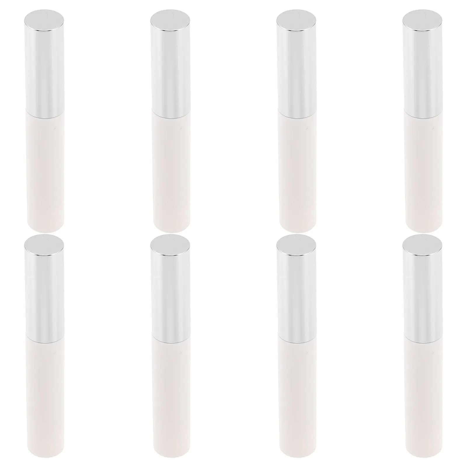8Pcs Eyelash Empty Tube Matte Silver Refillable Mini Mascara Bottles 10Ml Leak Proof Eyeliner Lash Oil Container Travel Use