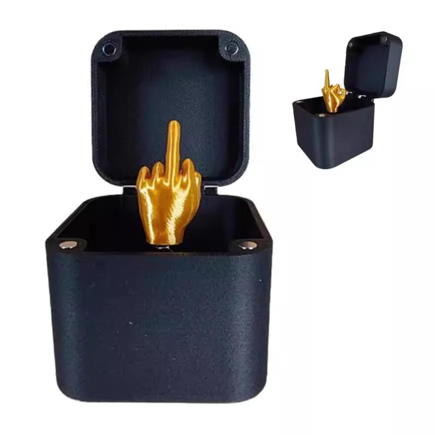 Gift box with medium finger, funny pop-up joke for him, she, colleague, white elephant gift, New Year's gift, novelty