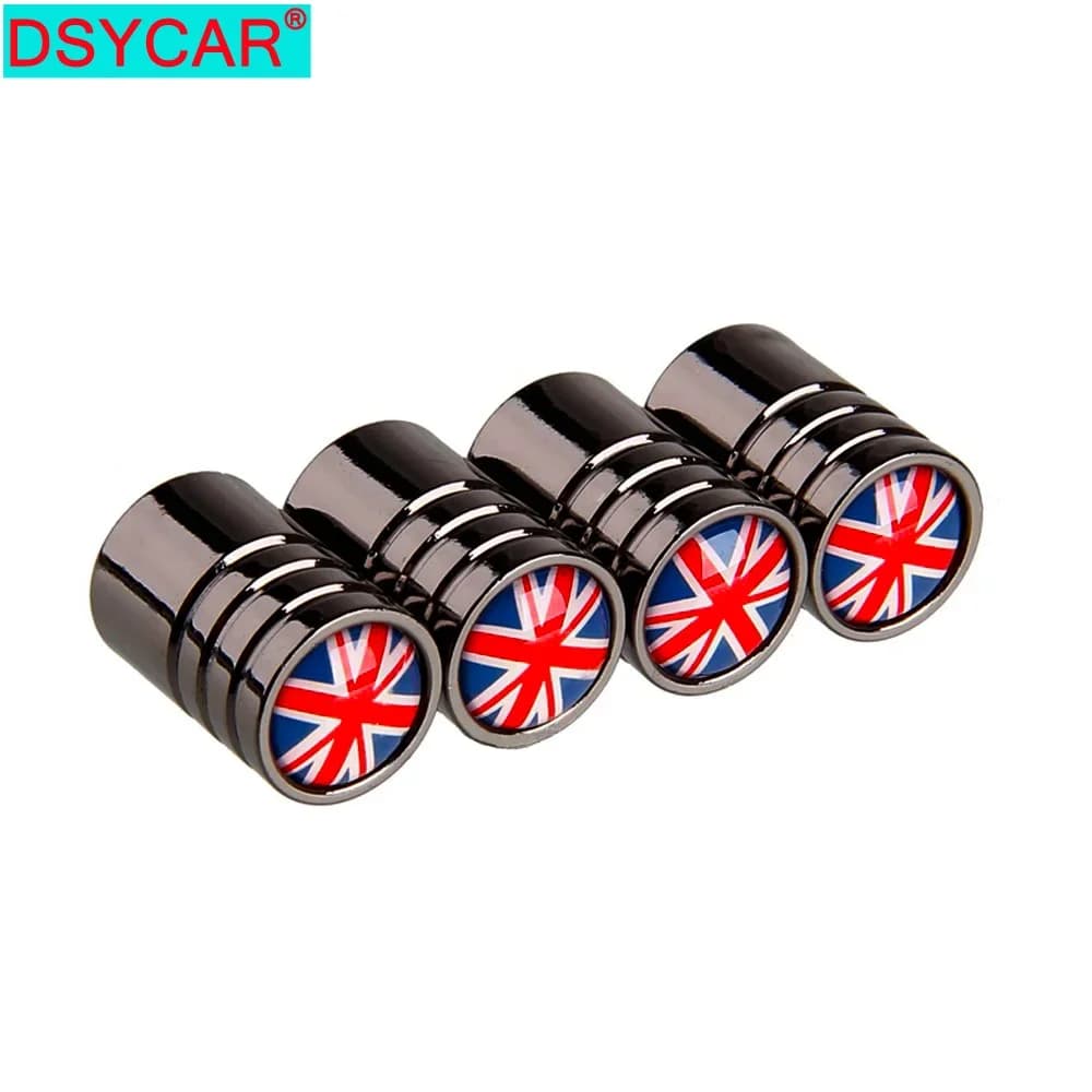 DSYCAR 4 pcs/set UK Flag Bike Motor tyres for car wheel valve cover Car Styling for Fiat Audi Ford Bmw Mini Jeep Honda lada Car