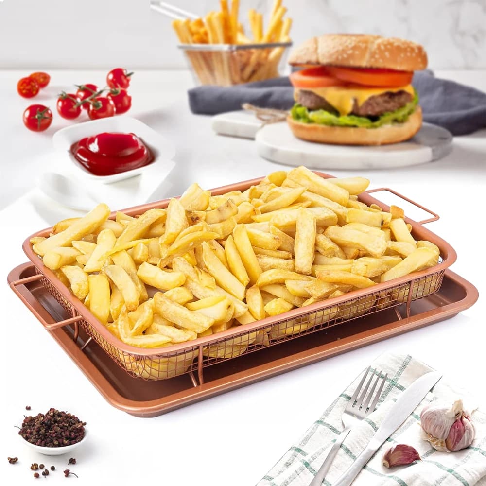 MYVIT Frying pan Frying pan Non-stick French fries basket Barbecue fryer home kitchen tool