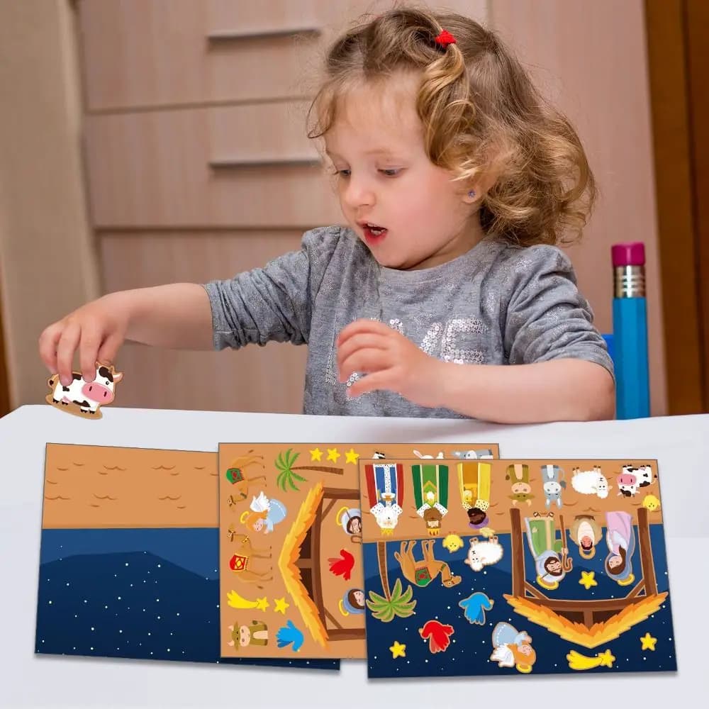 Education 24 Sheets Nativity Stickers Nativity DIY Puzzle Scenes Stickers Crafts Puzzle DIY Puzzle Games Sticker Children