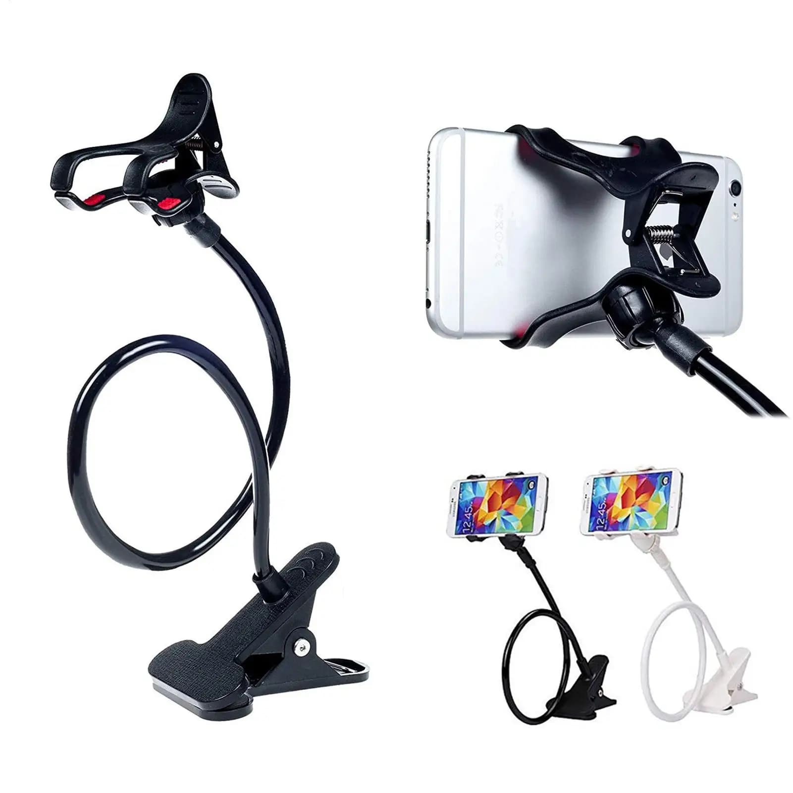 Universal Lazy Mobile Phone Gooseneck Stand Holder Stents Flexible Bed Desk Table Clip Bracket for Table Kitchen Bedroom