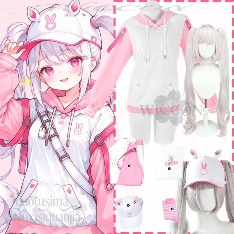 Game Anime NIKKE: The Victory Goddess Alice Loli Kawaii Pink Rabbit Cute Rabbit with Double Twin Horsetail Halloween