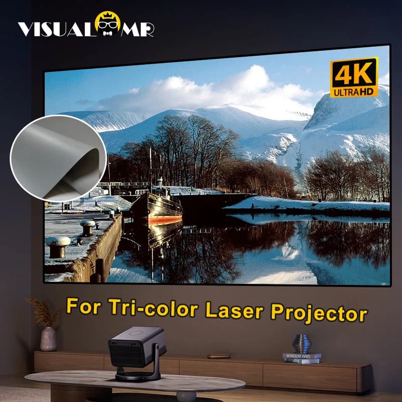 Schermo di Proiezione VisualMr 150\" 180\" Nano Grigio ALR Riduzione delle Macchie per Proiettore Laser Tricolore Luce Ambientale Telaio Fisso 4K 3D