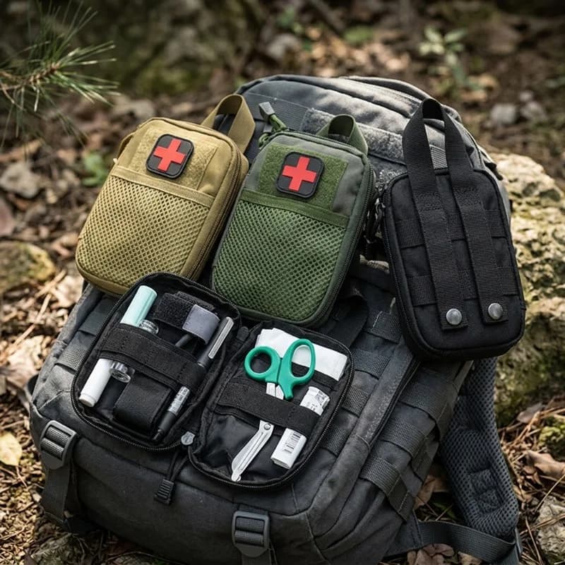 Kit di Pronto Soccorso Tattico IFAK MOLLE, Borsa Medica Portatile per Campeggio, Tasca d'Emergenza con Cintura per Attrezzatura da Sopravvivenza all'Aperto