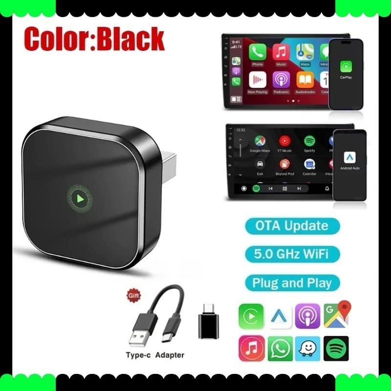 Box Smart AI Wireless 2 in 1 Plug & Play for CarPlay and Android Auto for VW/Toyota/Nissan/Honda/Ford/Benz with 2 Homours 2026