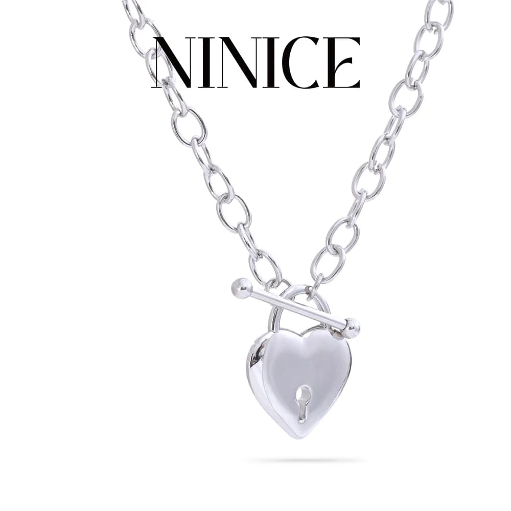 NiNice High Quality Stainless Steel Heart Love Pendant Romantic Necklace 18K PVD Plated Choker Charm Jewelry Accessories