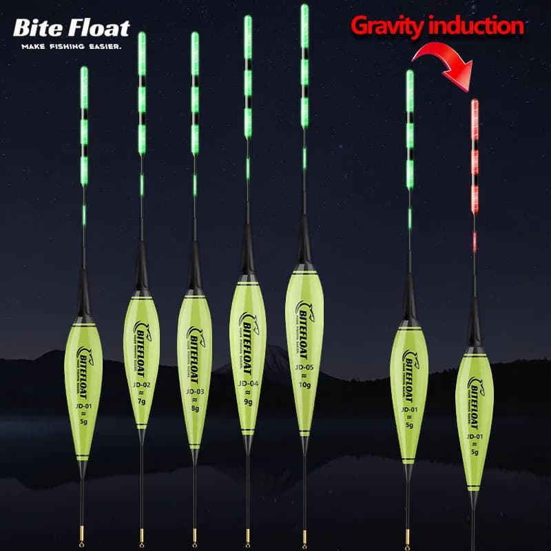 1/2PCS Night Smart Fishing Electronic Float with LED Light, Biting Hook, Color Change Belt, CR425 Battery 5-20g Smart Float