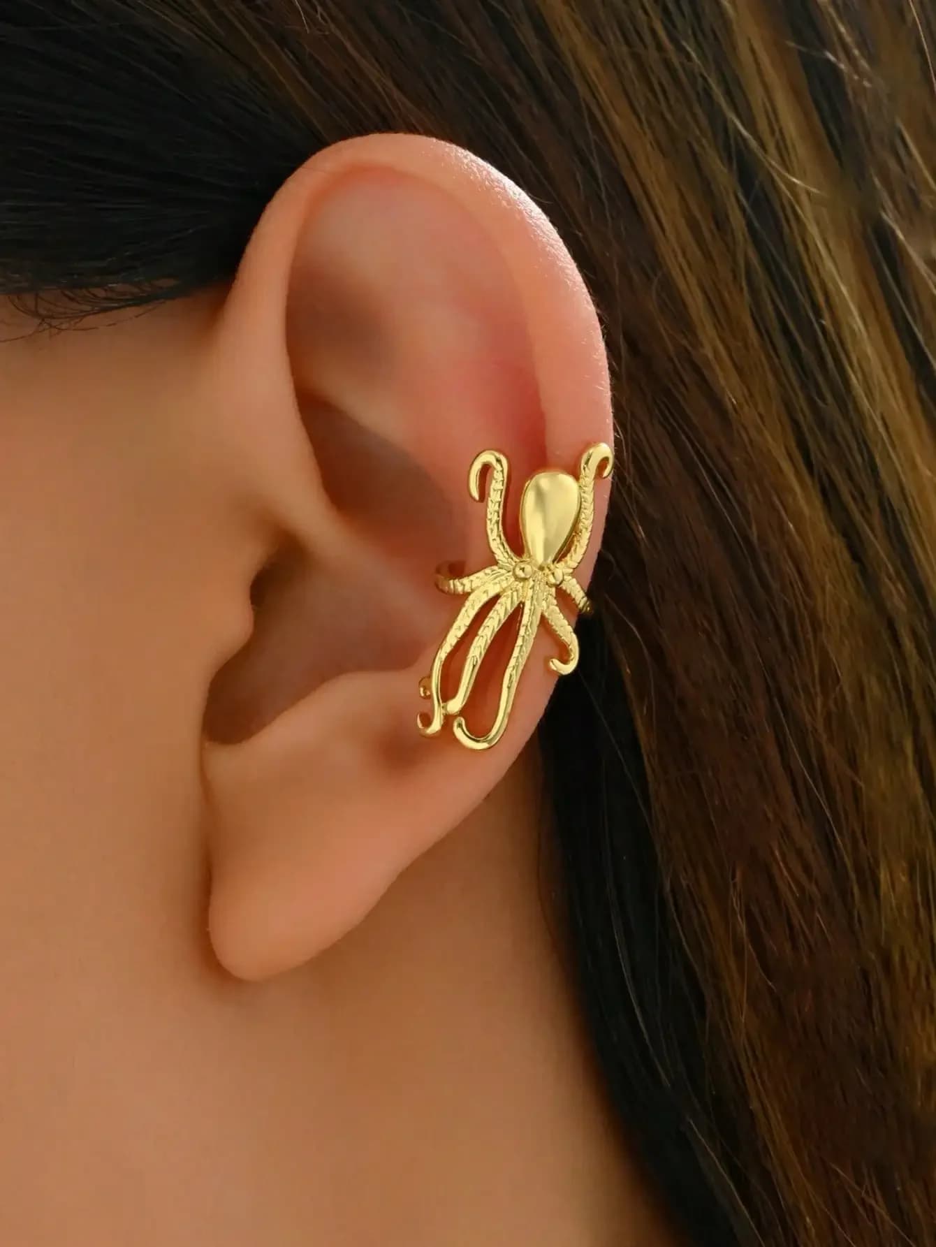 1pc Unique Octopus Design Clip-On Earring, Women Party Music Festival Daily Accessory Copper Jewelry