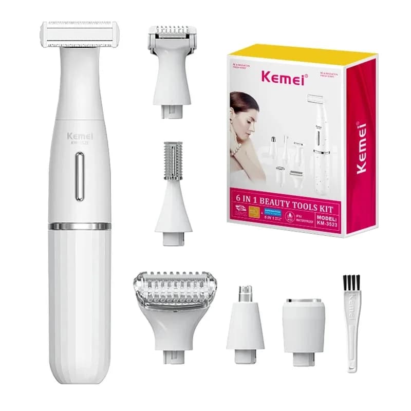 Kemei Tagliacapelli professionale per bikini Rasoi elettrici Ricaricabili 6 in 1 Rasoio per depilazione pubica Macchina da barba per donna