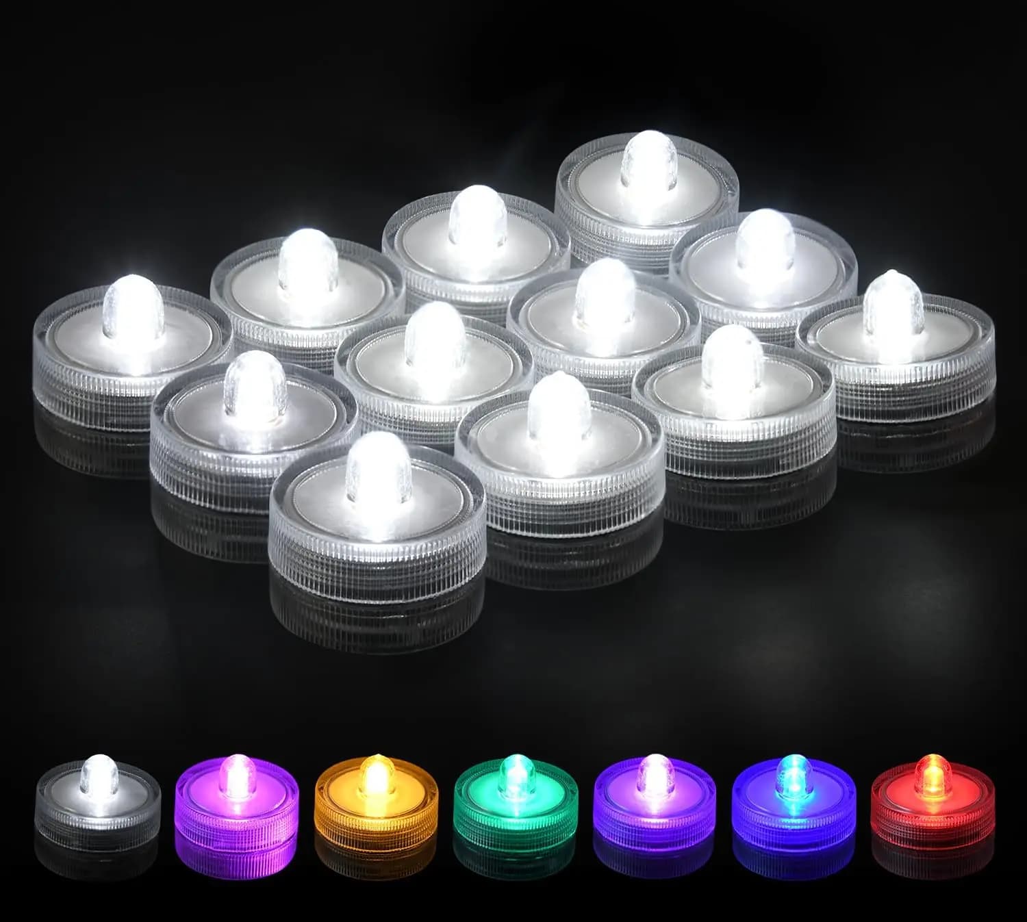 Candele LED Senza Fiamma, Luci Subacquee Impermeabili per Piscina, Decorazione per Matrimoni, Feste e Festival