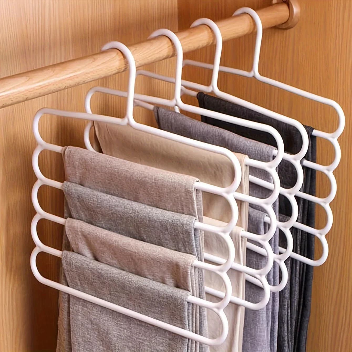 2/4 pcs multifunctional pants rack for home space saving multilayer coat hangers pants wardrobe color soft 5 layers