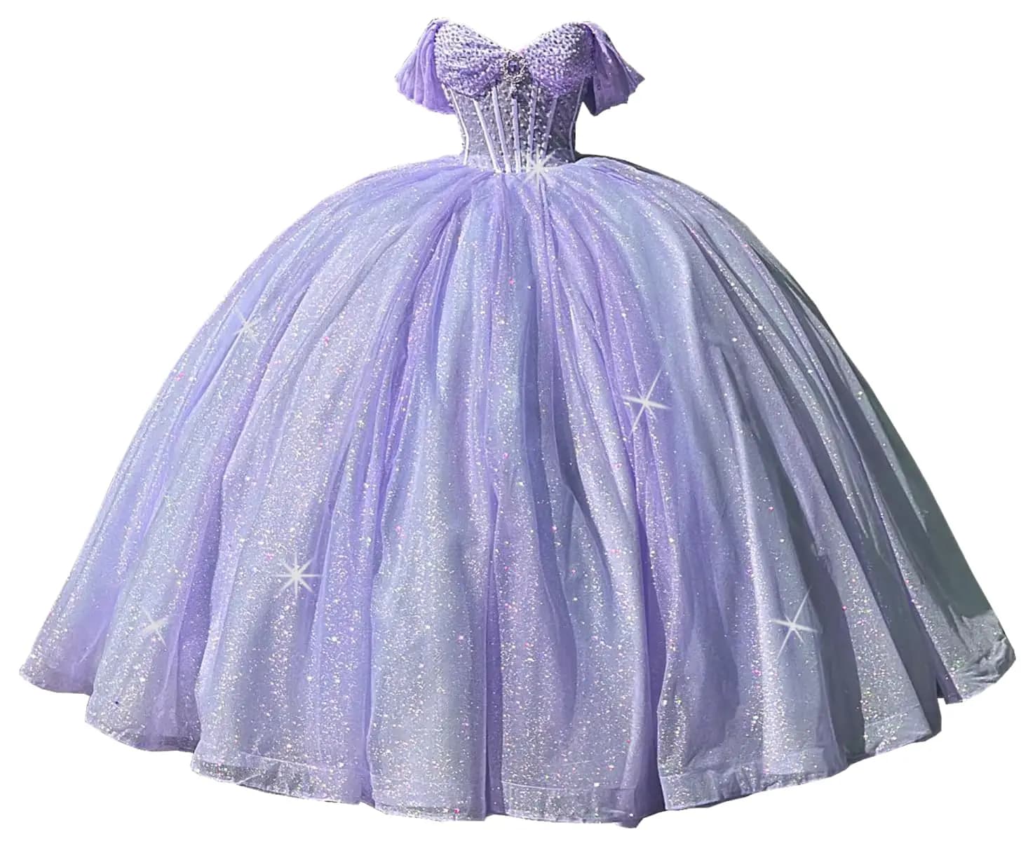 Gardlilla lavanda Quinceanera Dress perline scintillanti Crystal Princess Ball Gowns Off spalla abiti da festa di compleanno