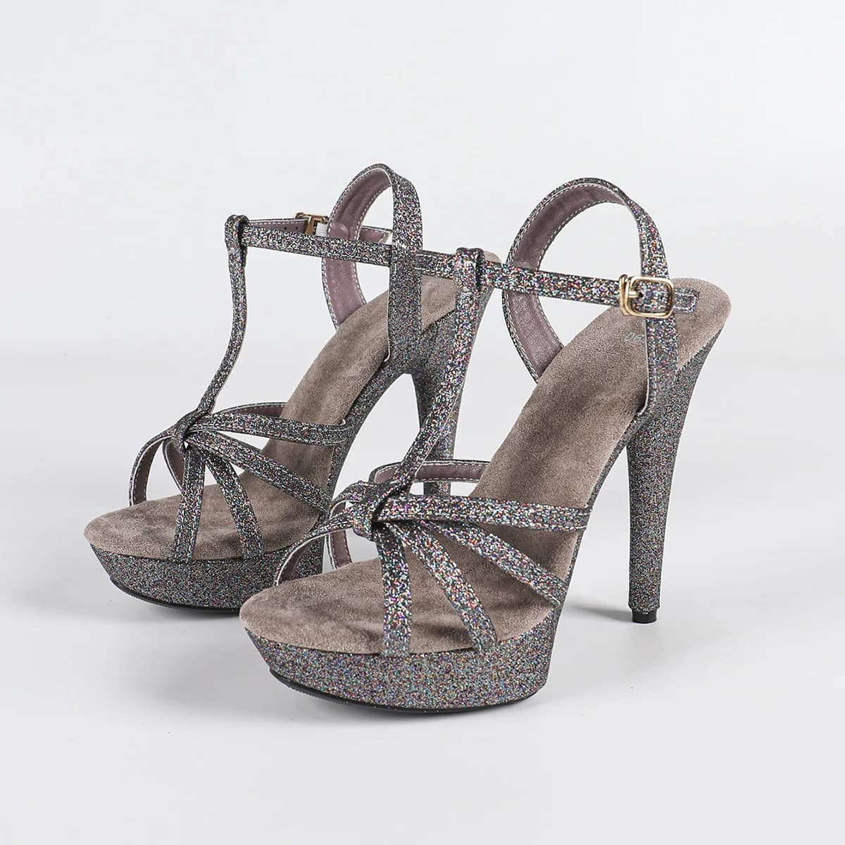 Sandali con plateau e strass da donna, tacco a spillo 13 cm, scarpe eleganti open toe per sfilate, modello estivo casual LFD-099-Q10