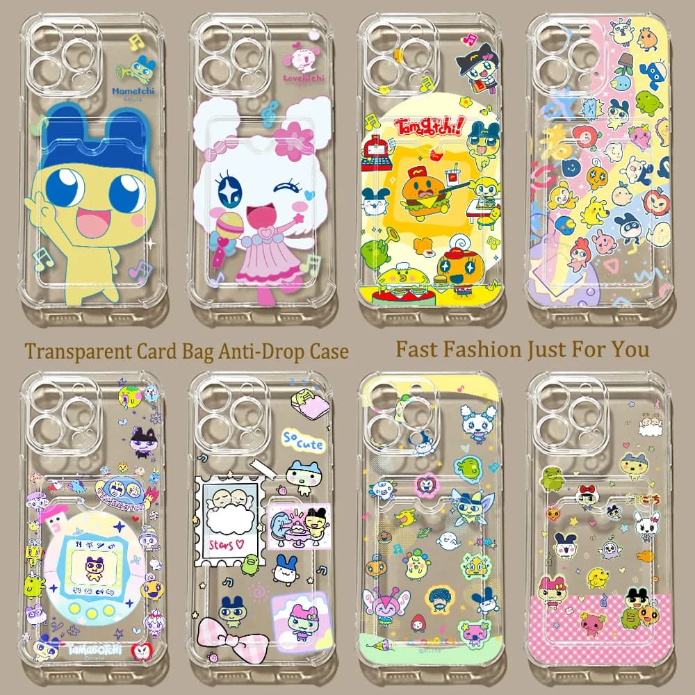 HOT Cartoon Tamagotchi Card Hold Phone Case For Xiaomi 13 12 12T 11 Lite Poco M5 M4 X5 X4 X3 Pro NFC 4G 5G Anti-fall Clear Cover