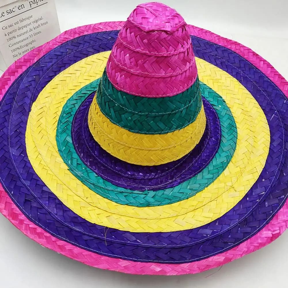 New Unisex Mexican Beach Hat Sunscreen 58~60cm Sun Protection Hat Drawstring Unisex Cap Men Women Outdoor