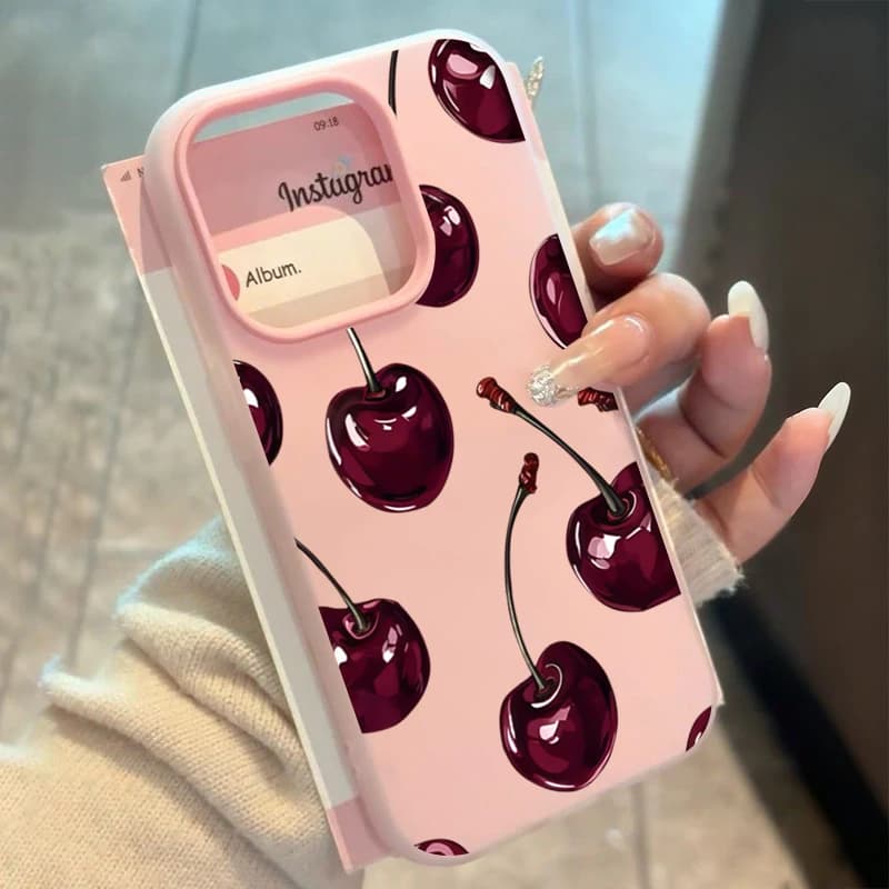 Red Cherry Jelly Phone Case for Samsung Galaxy S25 S24 S23 S22 Ultra Plus FE A36 A35 A54 A16 A56 A17 A07 5G Solid Hard Cover