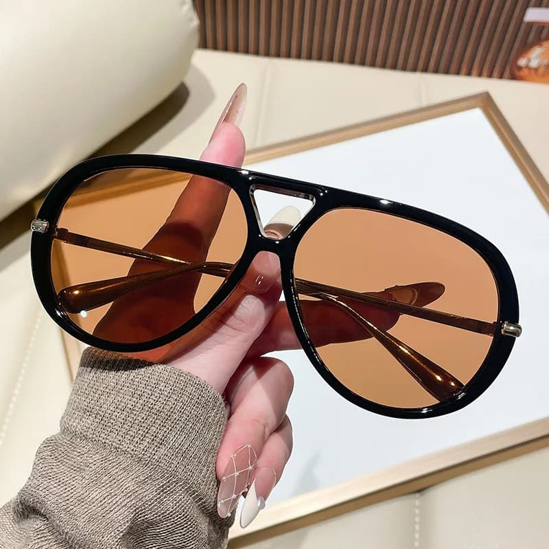 Supersize 2025 Pilot Sunglasses New Vintage Double Bridge Sunglasses Women's Outdoor Design Tonaility Brand Luxury Fashion