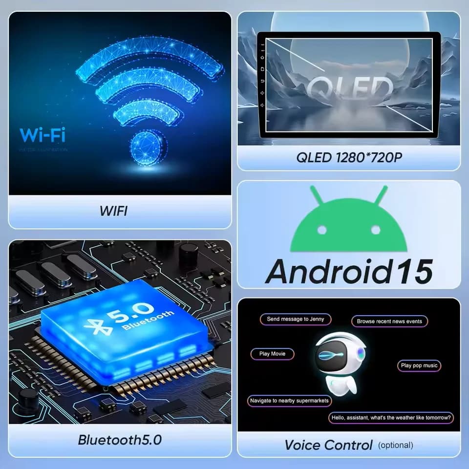 Autoradio Android 16 con Carplay e Auto, Navigatore Multimediale Stereo QLED 4G per Ford Ranger 3 2011 - 2015