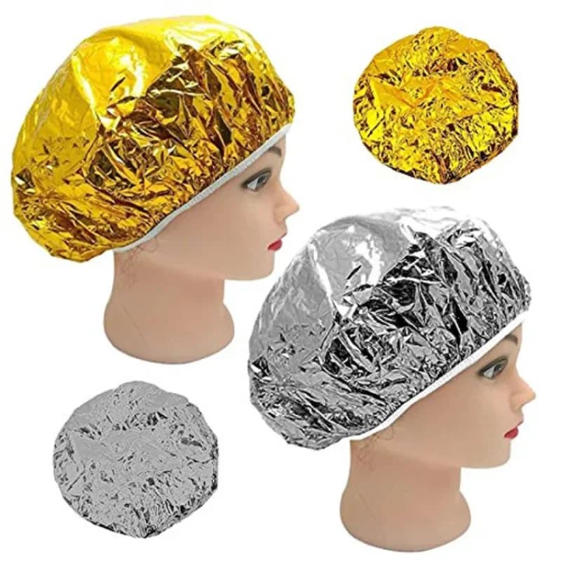12PCS Shower Cap Heat Insulation Aluminum Foil Insulation Hat Elastic Bathing Cap Hair Dyeing Cap Women Hair Perm Tool Barber