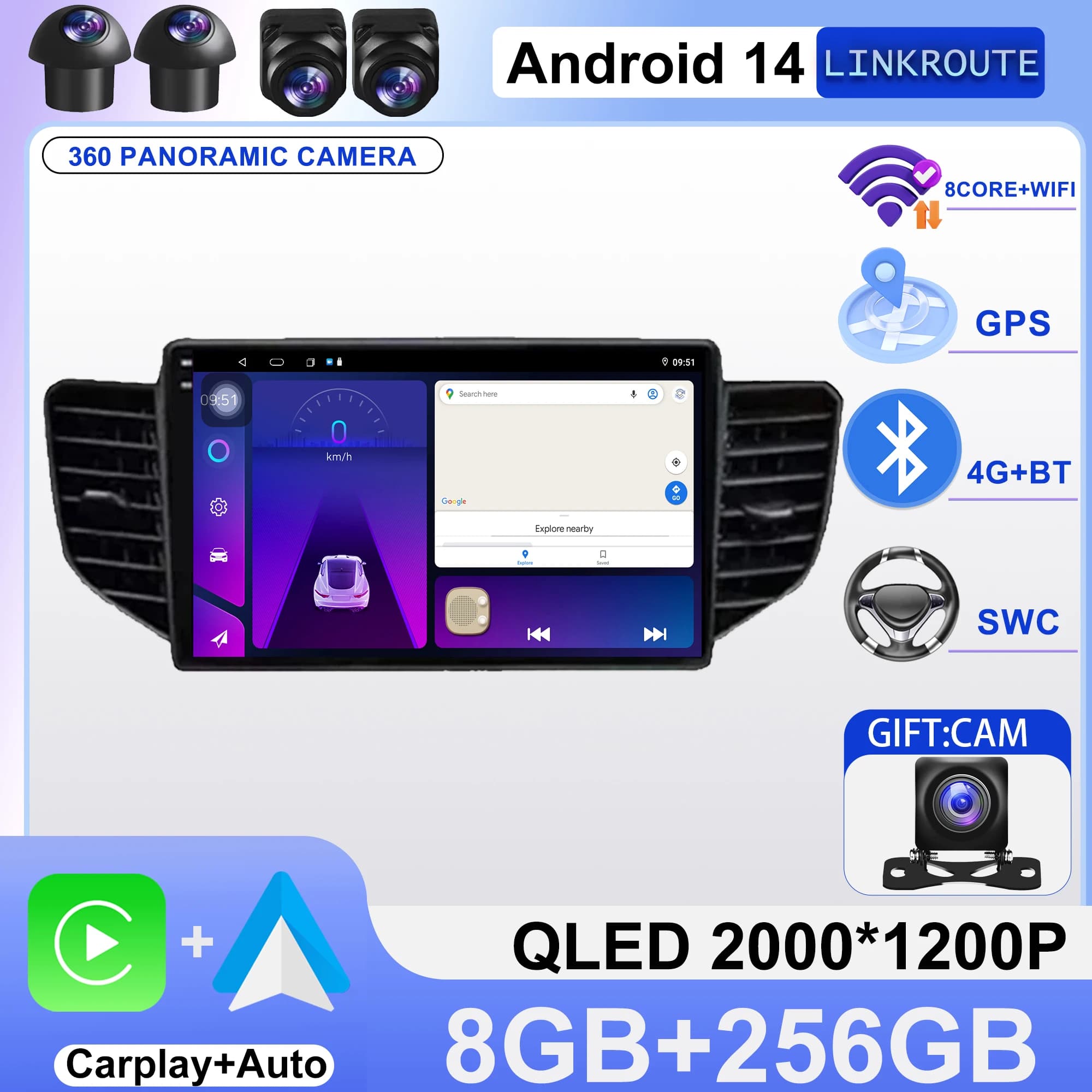 Autoradio Per Chevrolet N400 V 2019 Per Wuling Hongguang V di Navigazione GPS Android Auto Stereo Lettore Multimediale 5G Wifi No 2din