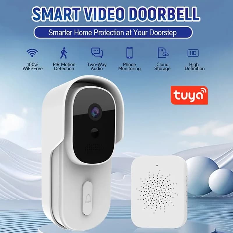 Campanello WiFi Tuya con App Smart Life, Citofono Audio-Video Bidirezionale, Videocitofono con Visione Notturna