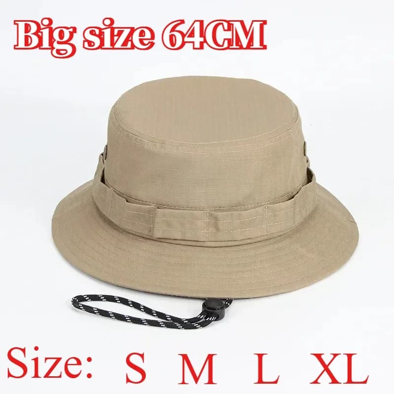 Big Size Men'swindproof Sun Hat Women's Bucket Hats Buni Hat Foldable UV Resistant Beach Fishing Summer Big Head Fisherman Cap