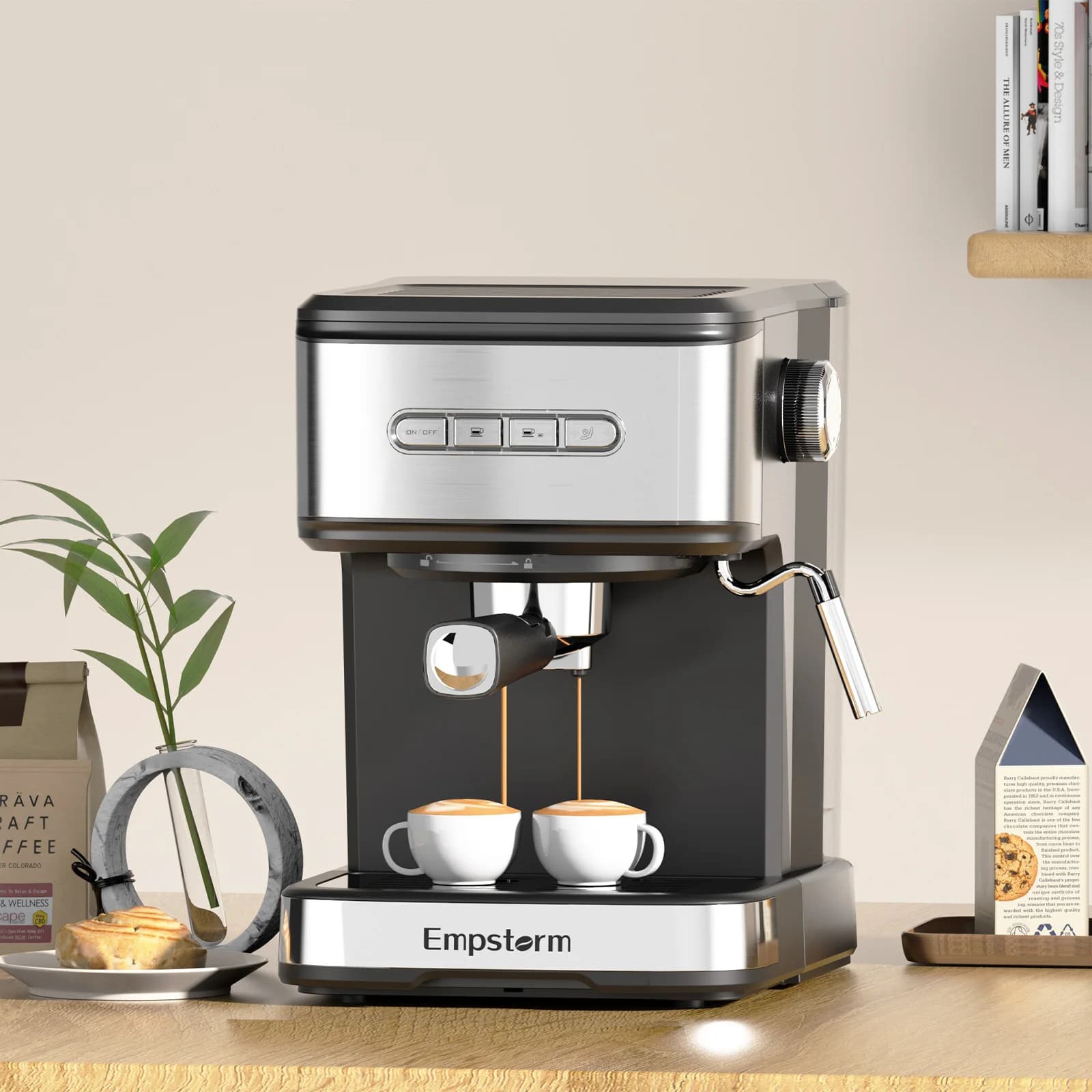 Professional Semi Automatic Electric Plastic Coffee Maker Espresso Machine 20 Bars Pressure Multifunctional Brew System