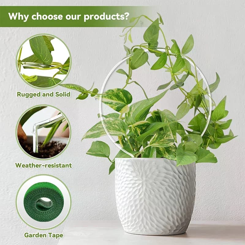 1/2Pcs Transparent U-Shaped Acrylic Vertical Garden Plant Stake Climbing Frame Durable For Indoor Vine And Flower Pot Support