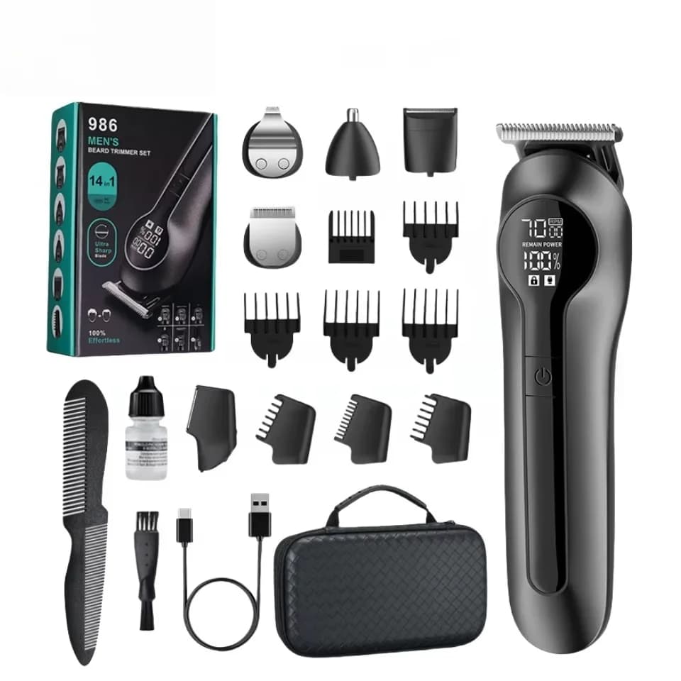 Kit di Toelettatura Multifunzione 6-in-1 con Display Digitale, Rasoio Elettrico ad Alta Potenza e Tagliacapelli per Naso