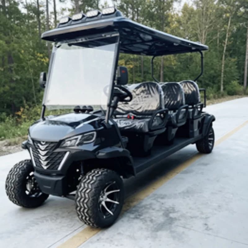 China Manufacturer Off Road Golf Cart Sport Motorized Utility Electric Golf Cart With Roof LED Light Strips Rear Cargo Box