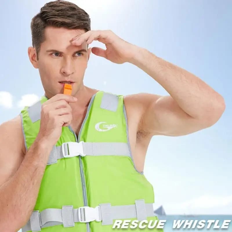 39BD Adjustable Adult Life Vest with Reflective Shoulder Panels Front Buckles Crotch Strap and Cord for Water Use