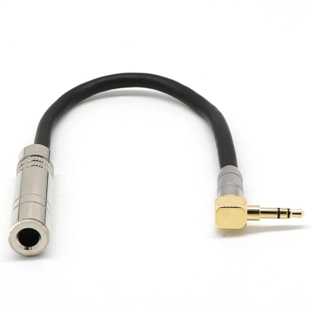 Cavo di prolunga audio stereo Hi-Fi da jack femmina AU6.35 a jack maschio da 3.5mm, corto, con connettore angolato a 90 gradi