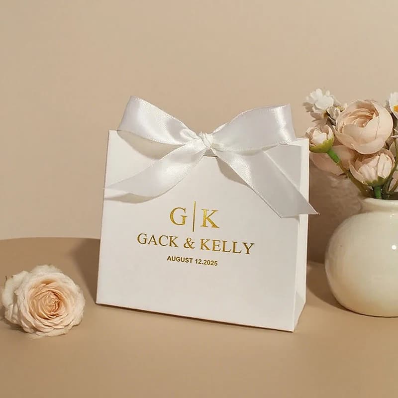 Scatole regalo piccole per bomboniere personalizzabili da 10 pezzi con logo stampato in oro Eid Mubarak Scatole per caramelle per San Valentino per regali per feste